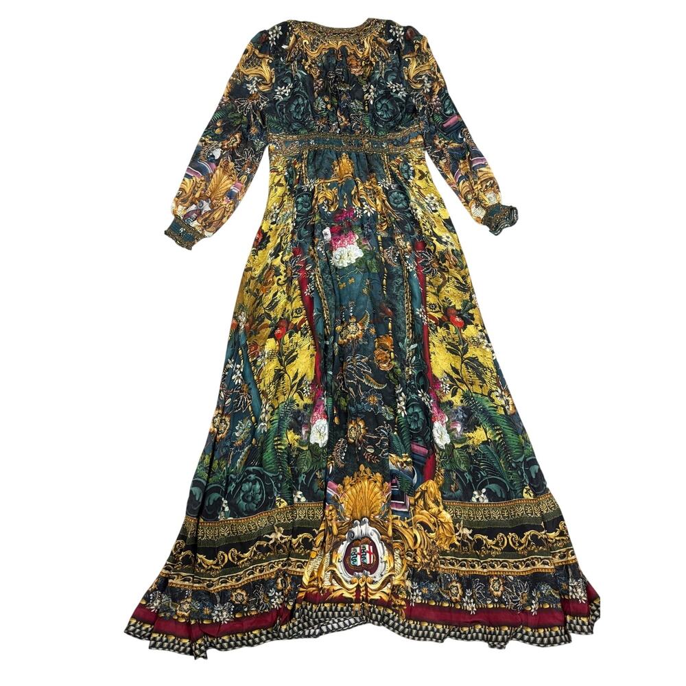Camilla Button Dress Shaped Waistband Womens Size AU XL Silk Verdis World - Picture 2 of 7
